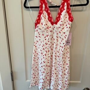 Wild Fable Women's White Red Chili Pepper Lace Trim Halter Mini Dress XS NwT Y2k